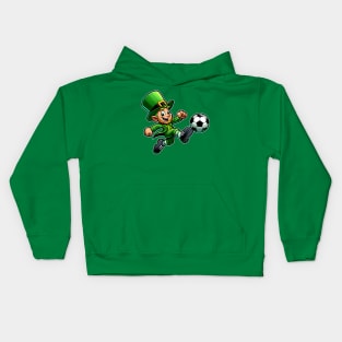 St Patrick's Day Irish Leprechaun Soccer Player Kids Hoodie